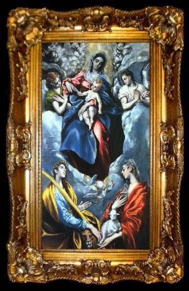 framed  El Greco Madonna and Child with St.Marina and St.Agnes, ta009-2